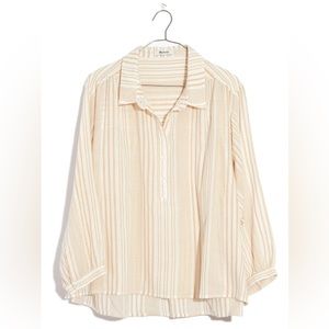 Madewell Stripe Gauze Drop Shoulder Popover Top